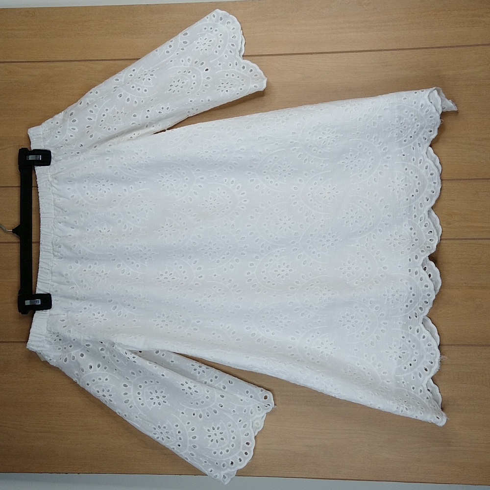Women Off Shoulder White Lace Dress Size: L